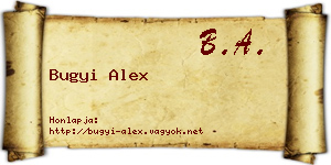 Bugyi Alex névjegykártya